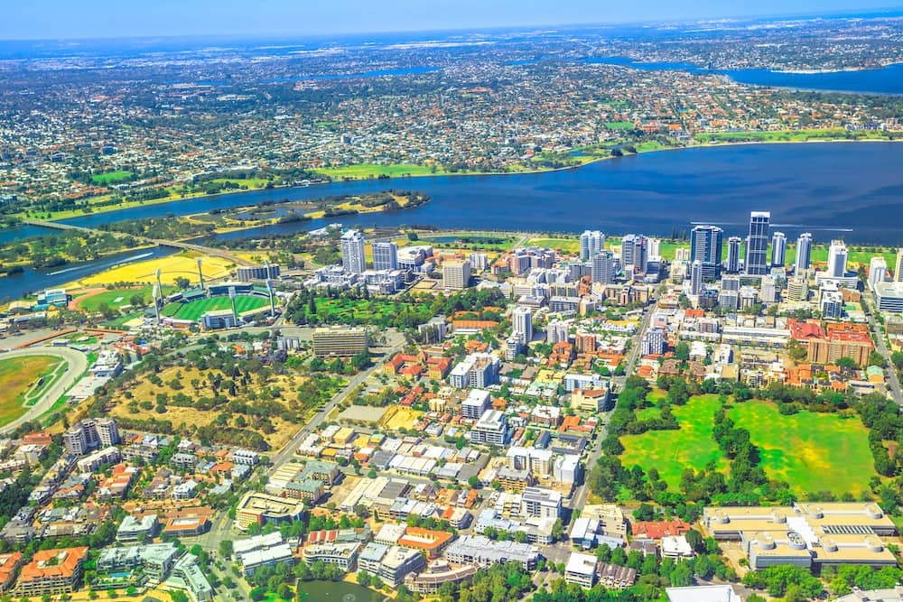 Aerial view of perth city